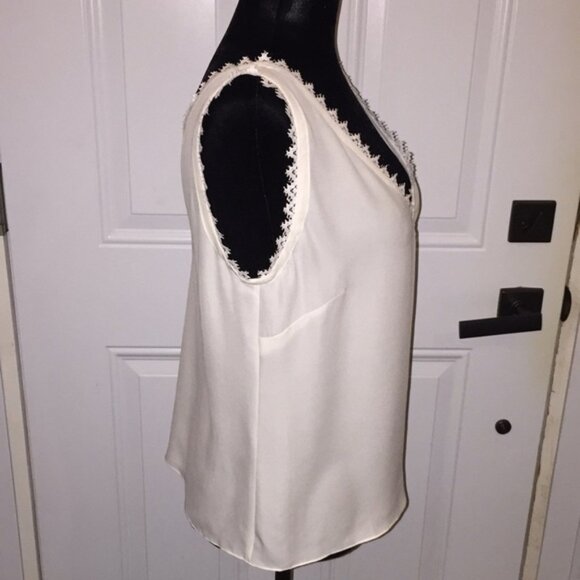 Rebecca Taylor Tailored SL Silk Lace Tank Top Snow 115 Size Small - Picture 6 of 13